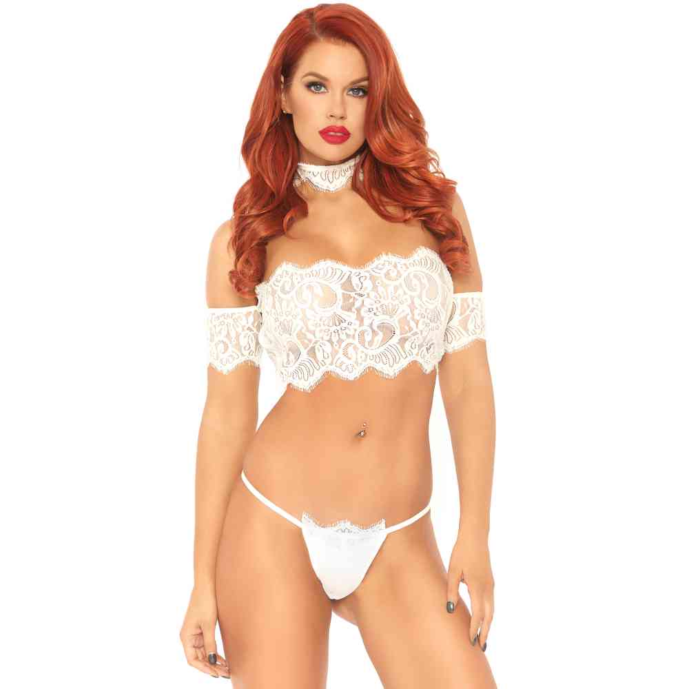 Leg Avenue - Lace Top et string set - Blanc